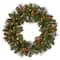 24" Crestwood® Spruce Wreath with Silver Bristle, Pine Cones, Red Berries & Glitter with Clear Lights